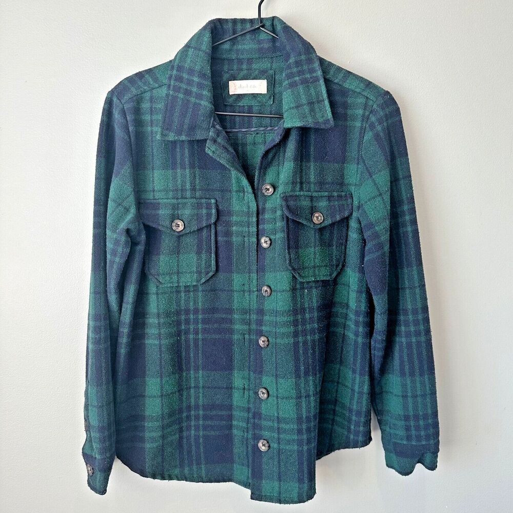 Altar'd State Navy Green Spartan Plaid Shacket Womens XS Flannel